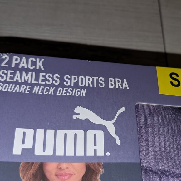 NEW Puma 2 Pack Seamless Sports Bra Square Neck Design Womens Size S - Picture 3 of 5
